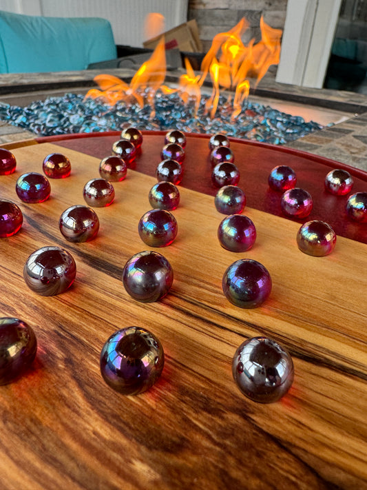 Deluxe Solitaire Board - Olive wood and red resin