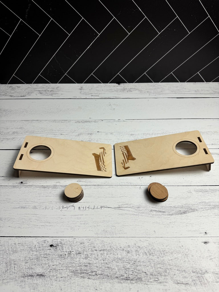 Table Top Cornhole - MA Distressed flag
