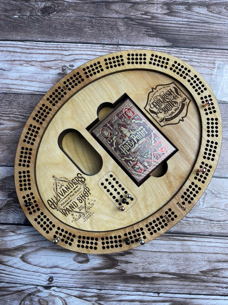 Custom 3 Track Oval Cribbage Board - Custom logo and lid design