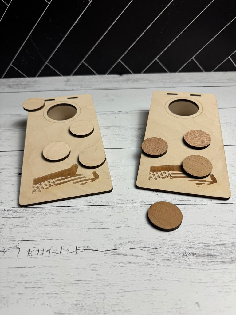 Table Top Cornhole - MA Distressed flag