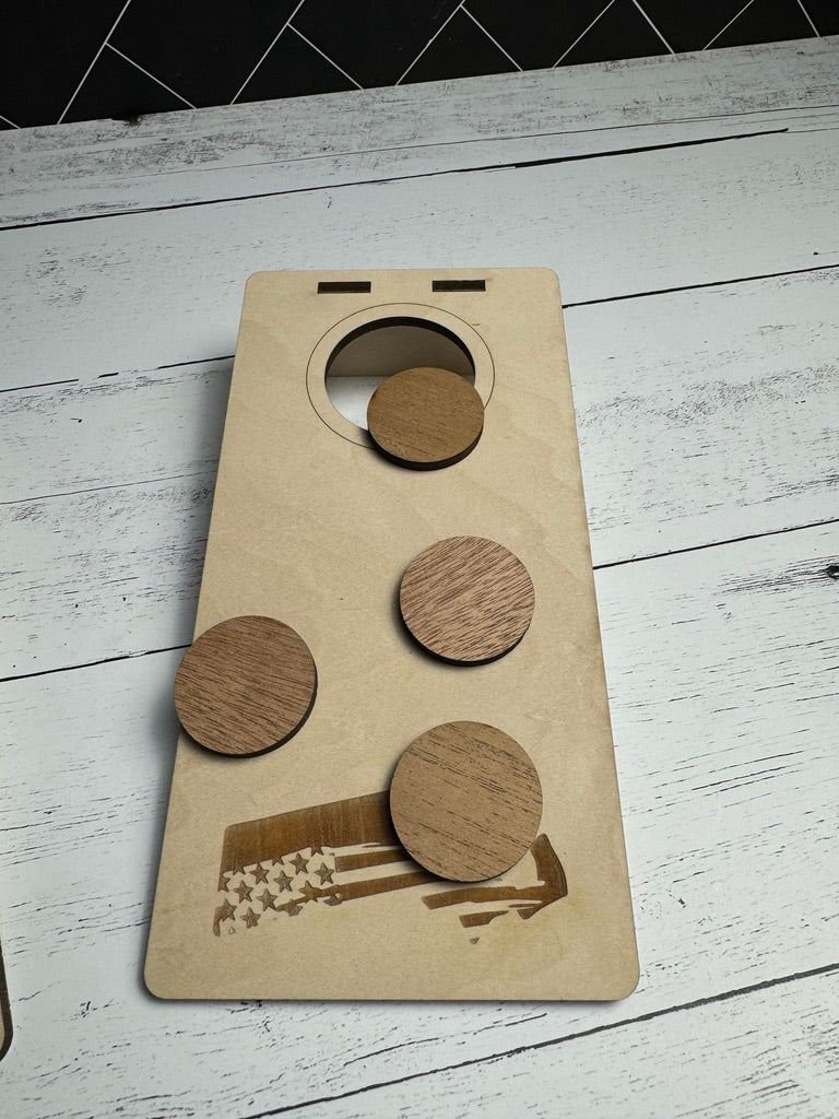 Table Top Cornhole - MA Distressed flag