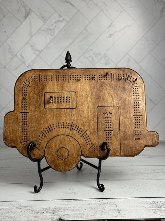 Cribbage: Travel Trailer Cribbage Board – Handcrafted RV Camper Game