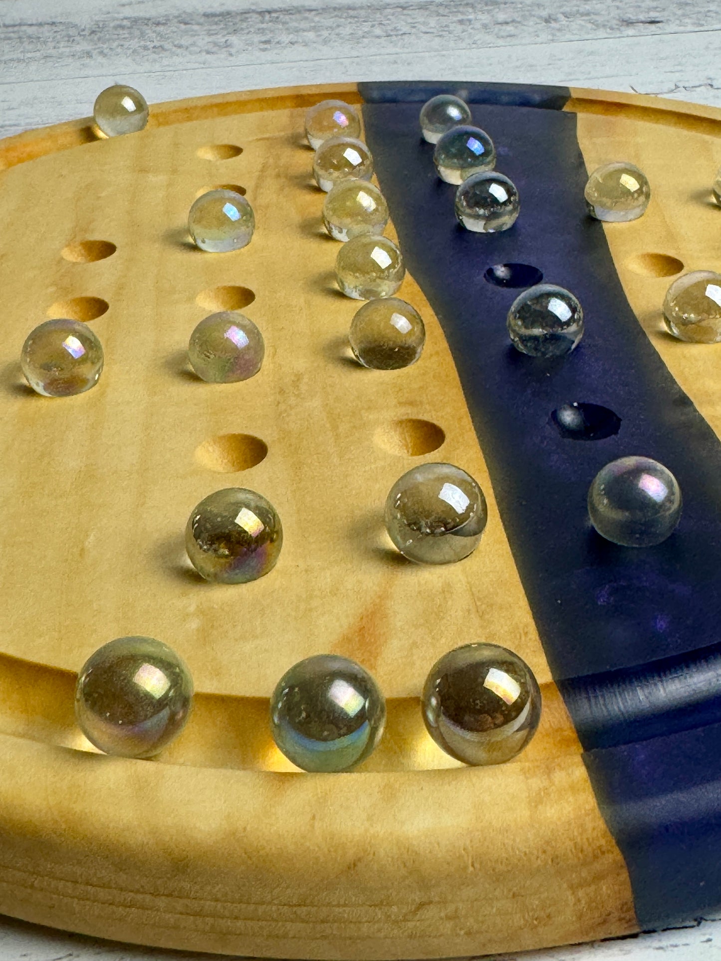 Deluxe Solitaire Board - Box elder and blue resin