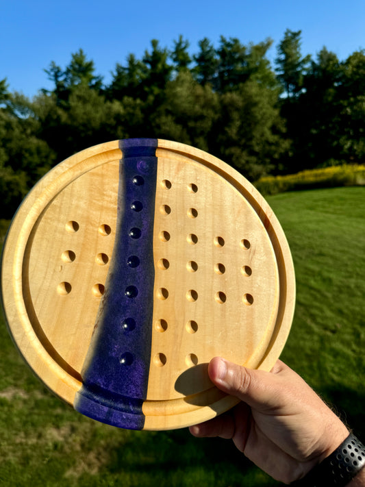 Deluxe Solitaire Board - Box elder and blue resin