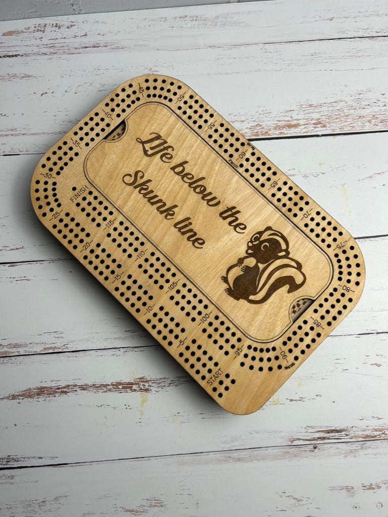 Custom 4 Track Rectangular Cribbage Board - Custom logo and lid design