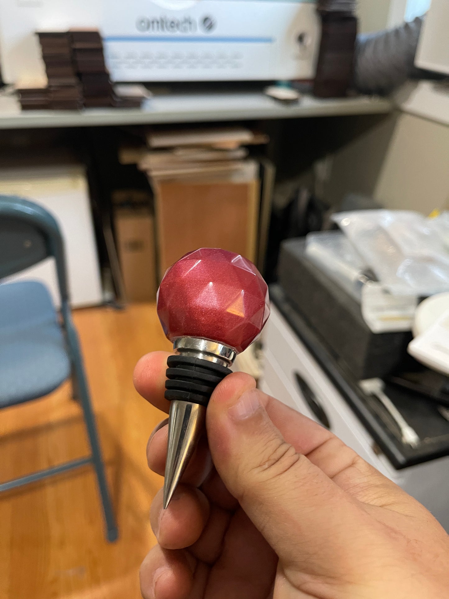 Resin and stainless bottle stoppers