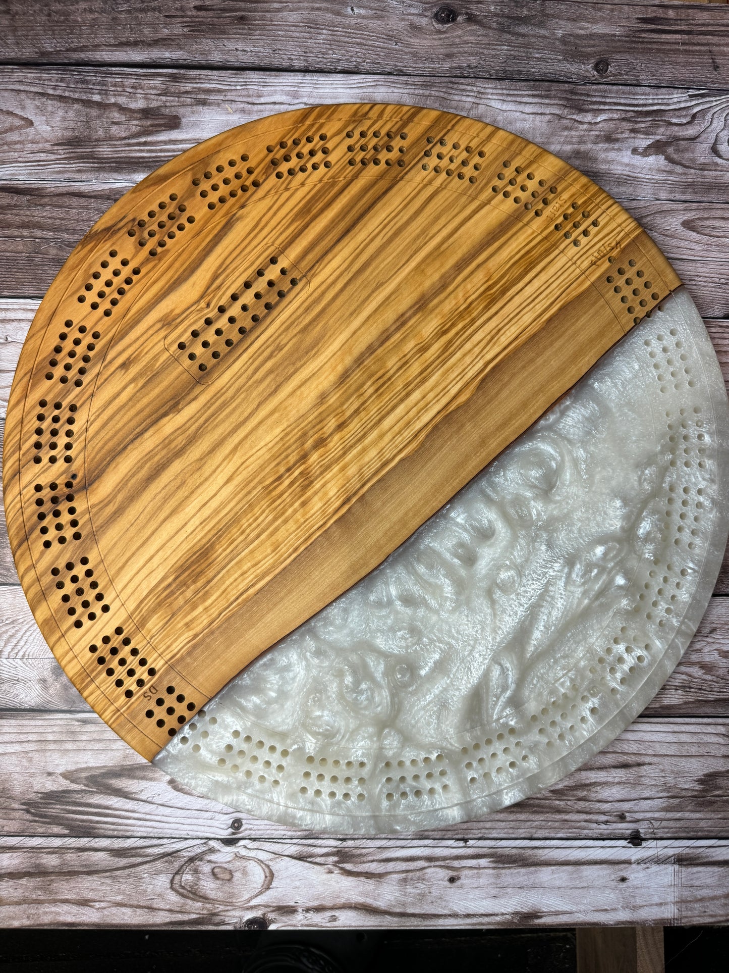Large Round Cribbage Board #1