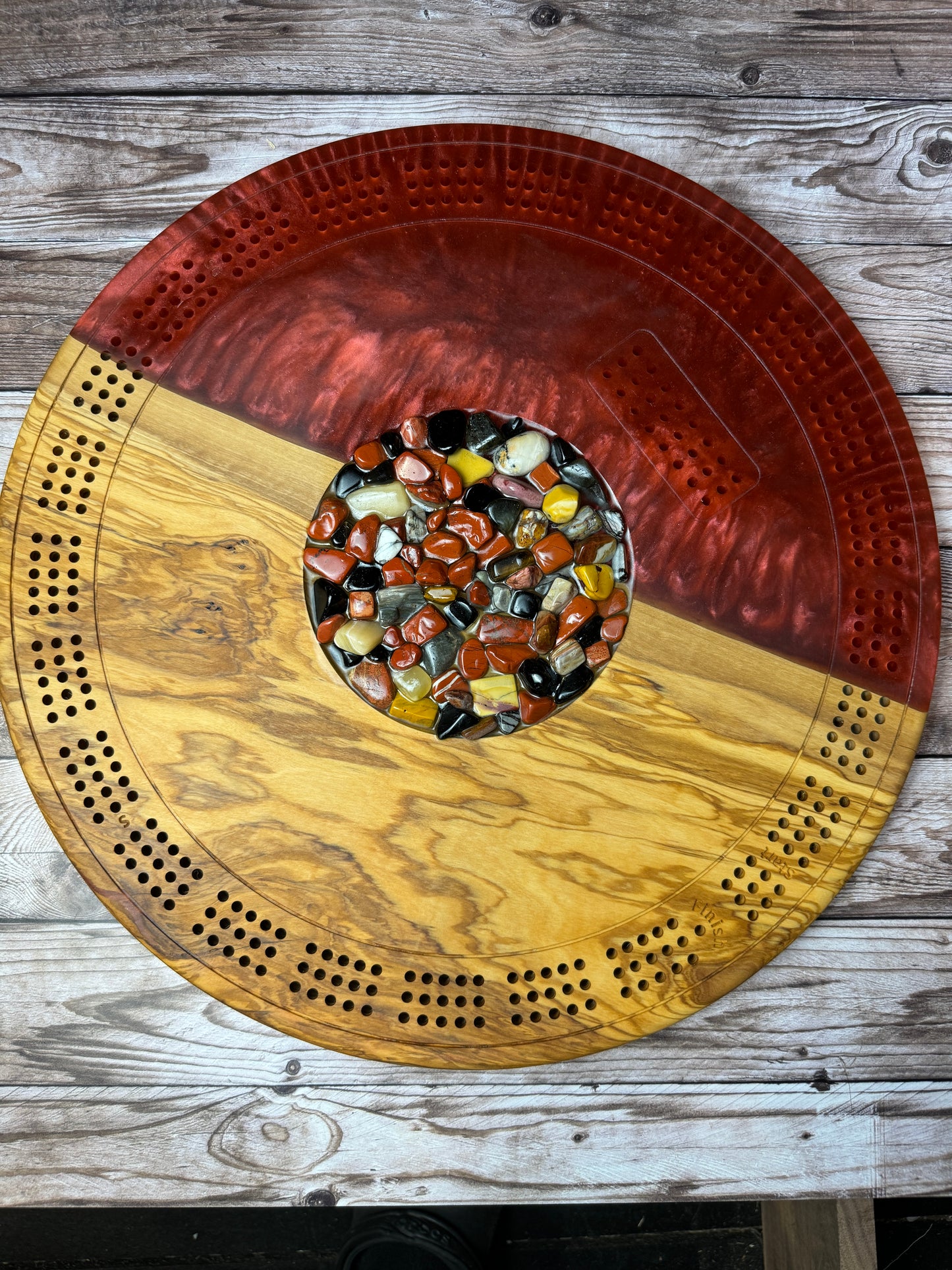 Large Round Cribbage Board #2
