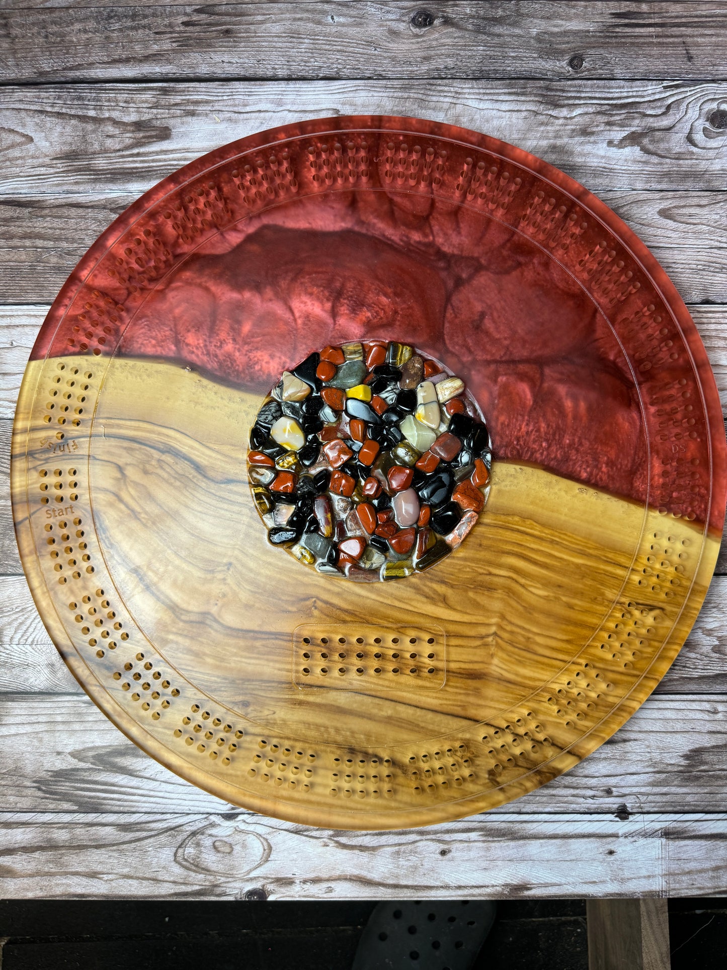 Large Round Cribbage Board #3