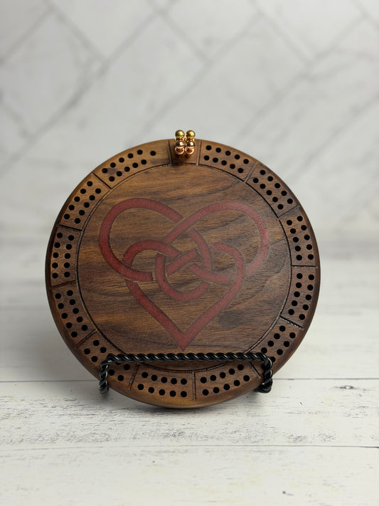 Cribbage: Mini Round Hardwood, Heart, 2 Track