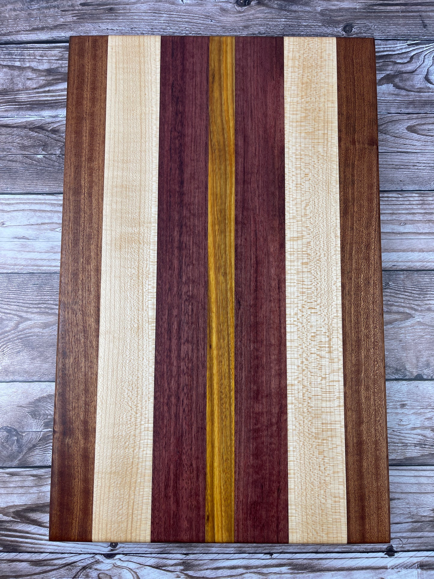 Cutting Board: Sapele, Maple, Purple Heart, Canarywood