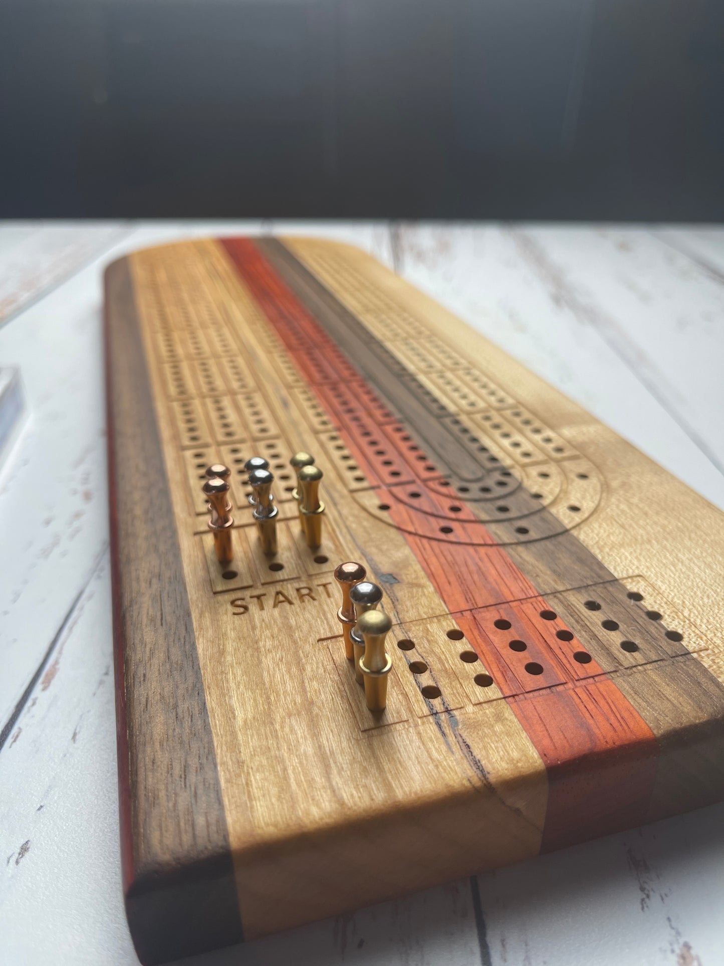 Cribbage board - Walnut, Cherry, Padouk