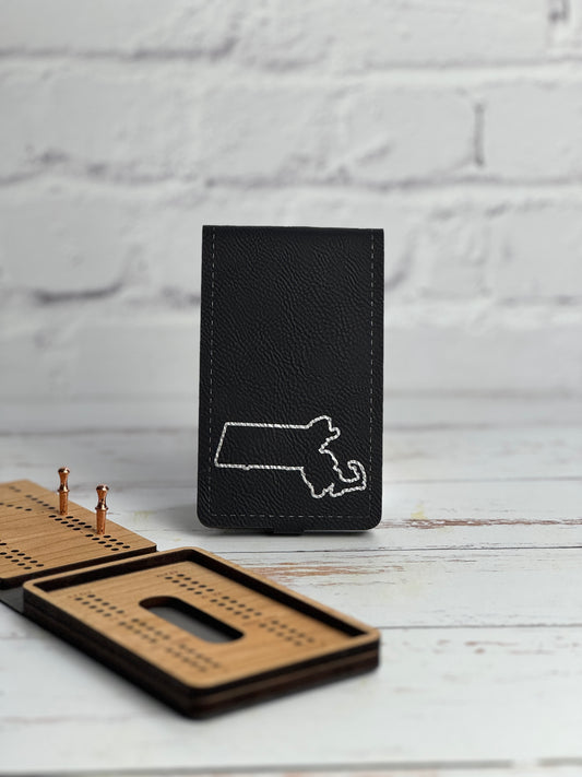 Folding Cribbage Board - Massachusetts outline