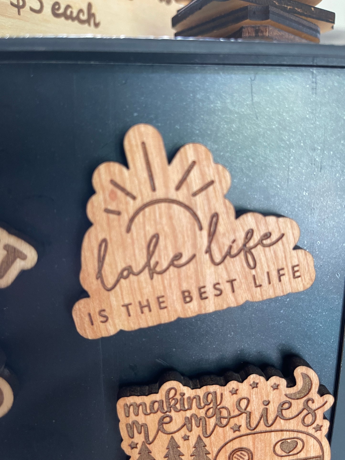 Camping themed fridge magnets