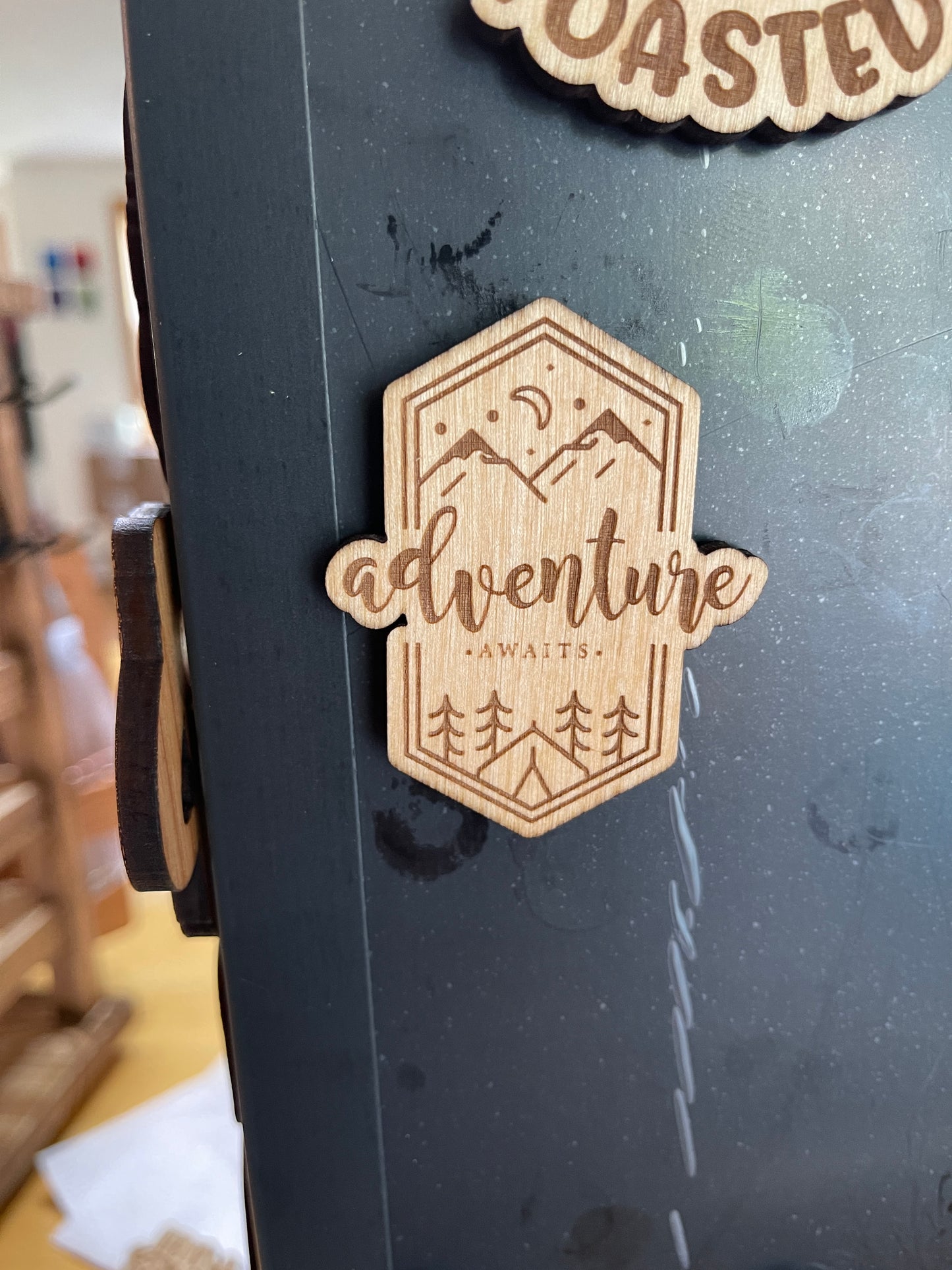 Camping themed fridge magnets