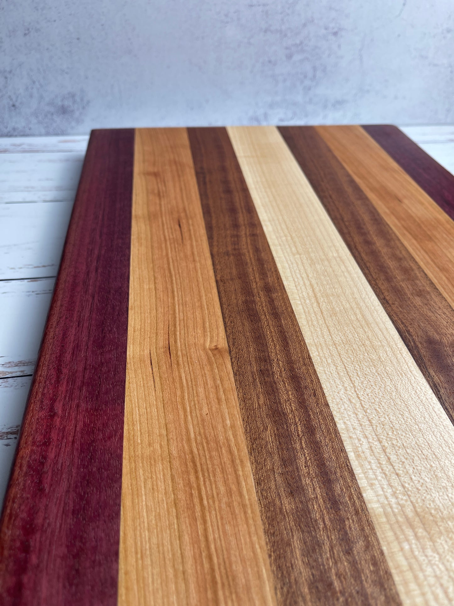 Cutting Board: Purple Heart, cherry, sapele, maple