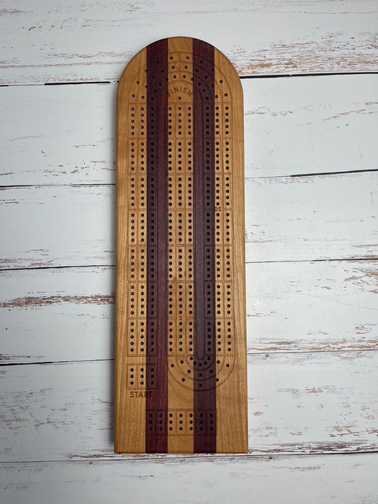 Cribbage board - Cherry, purple heart and a cherry center