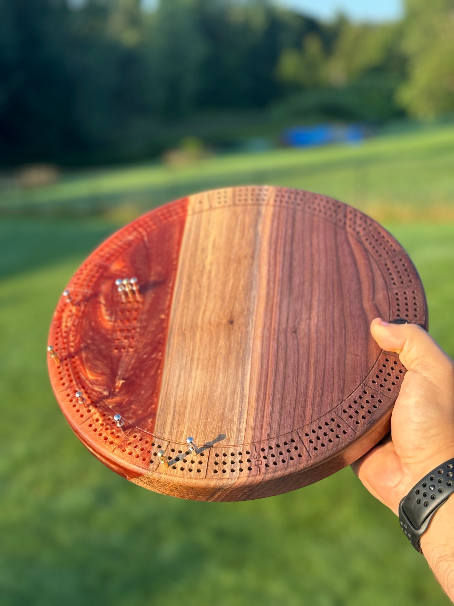 Small Round Cribbage Board #5