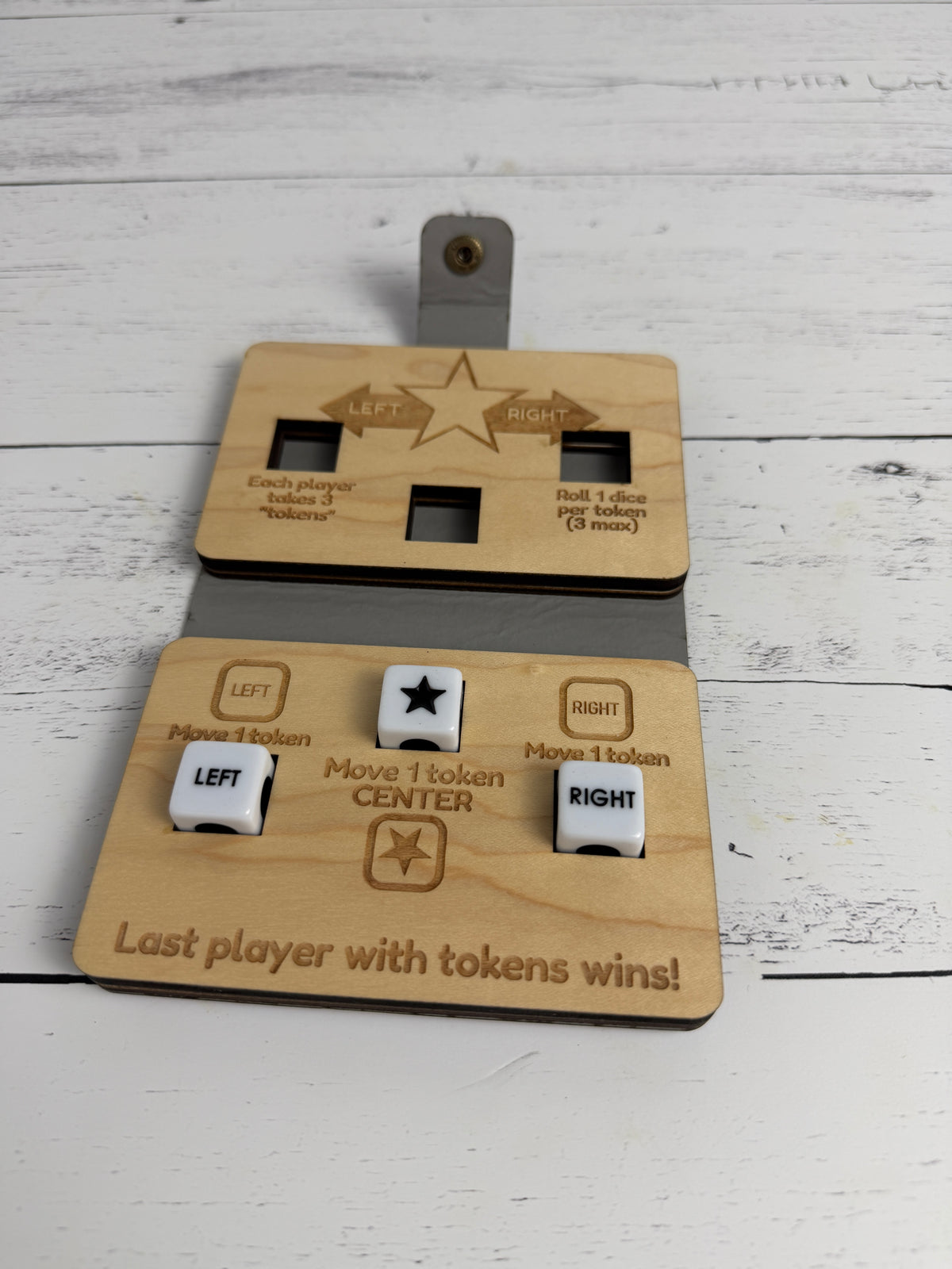 Left Center Right Dice Game – Folding Maple & Leatherette Travel Game