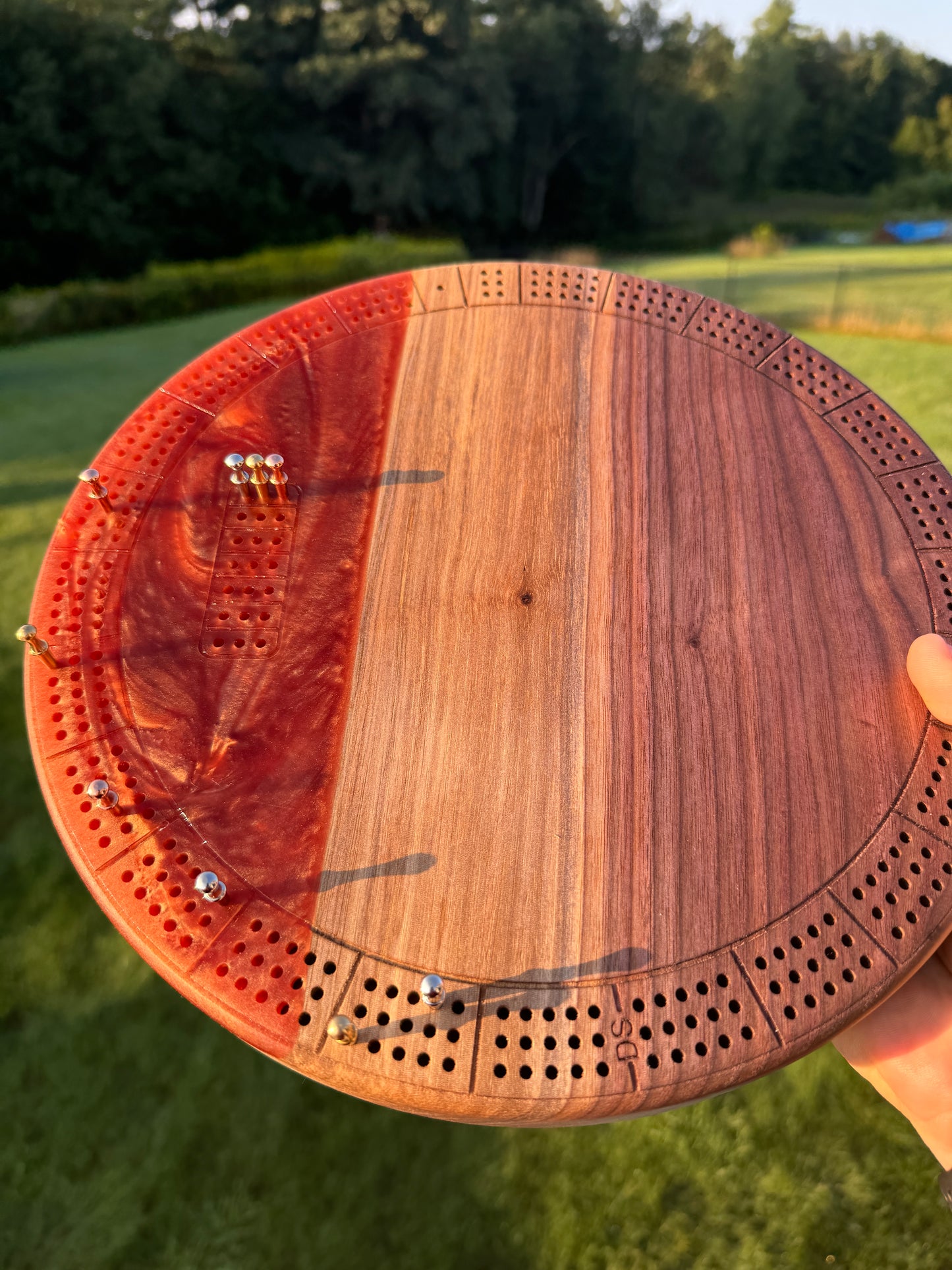 Small Round Cribbage Board #5