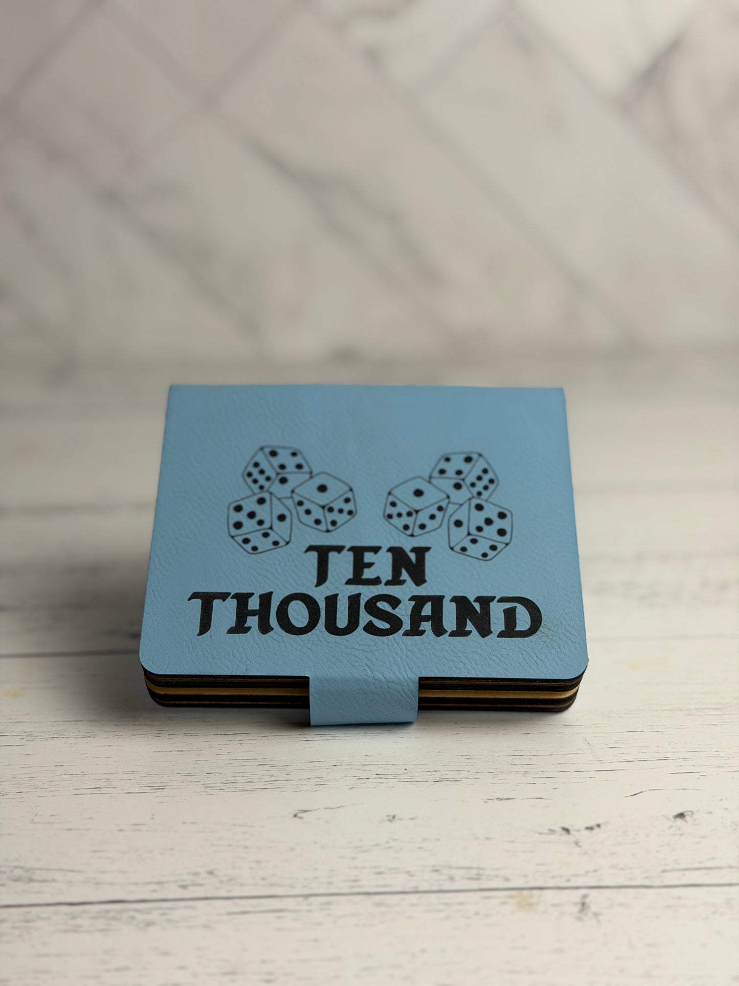 10,000 Dice Game – Folding Maple & Leatherette Travel Farkle-Style Game