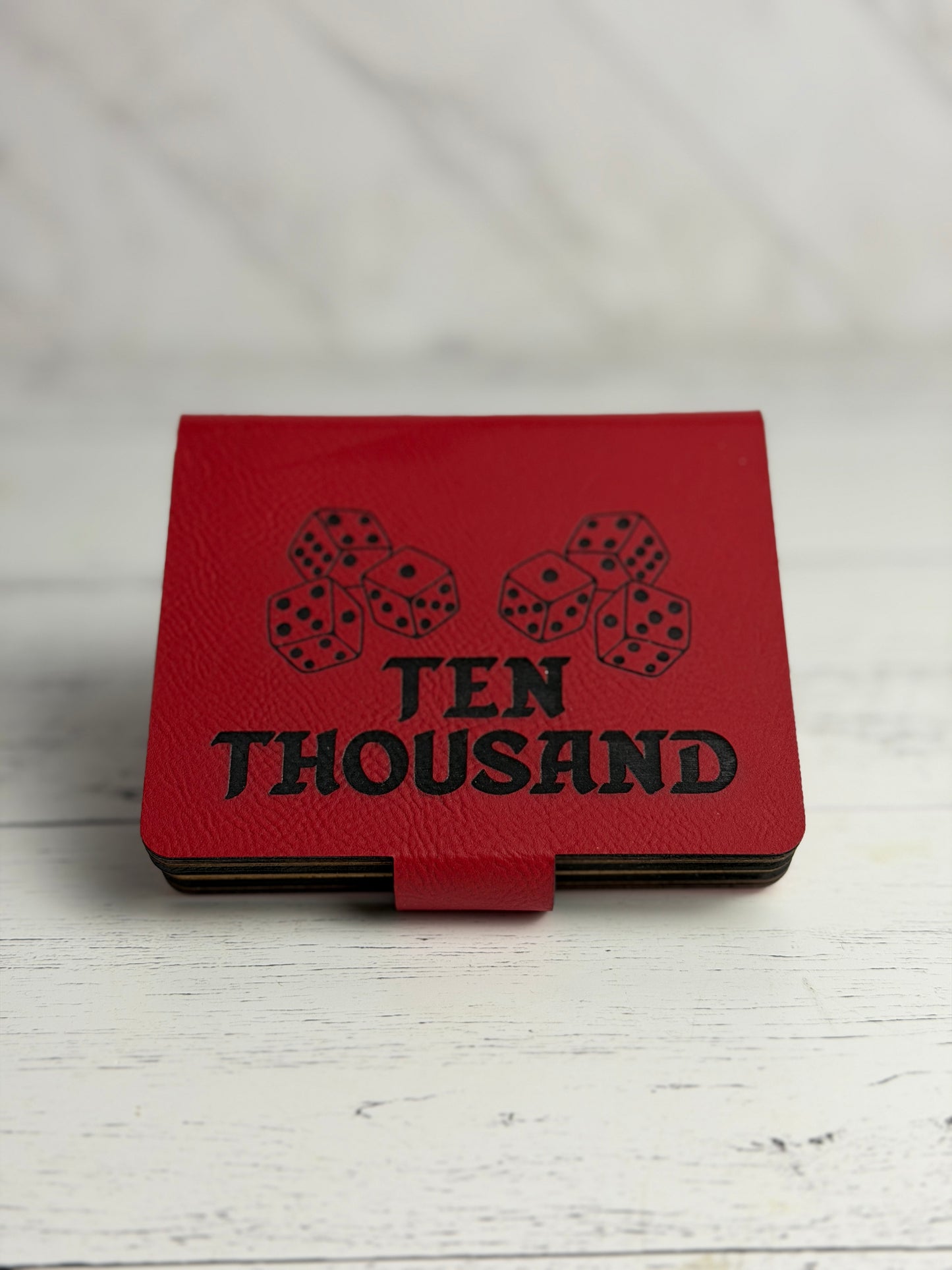 10,000 Dice Game – Folding Maple & Leatherette Travel Farkle-Style Game