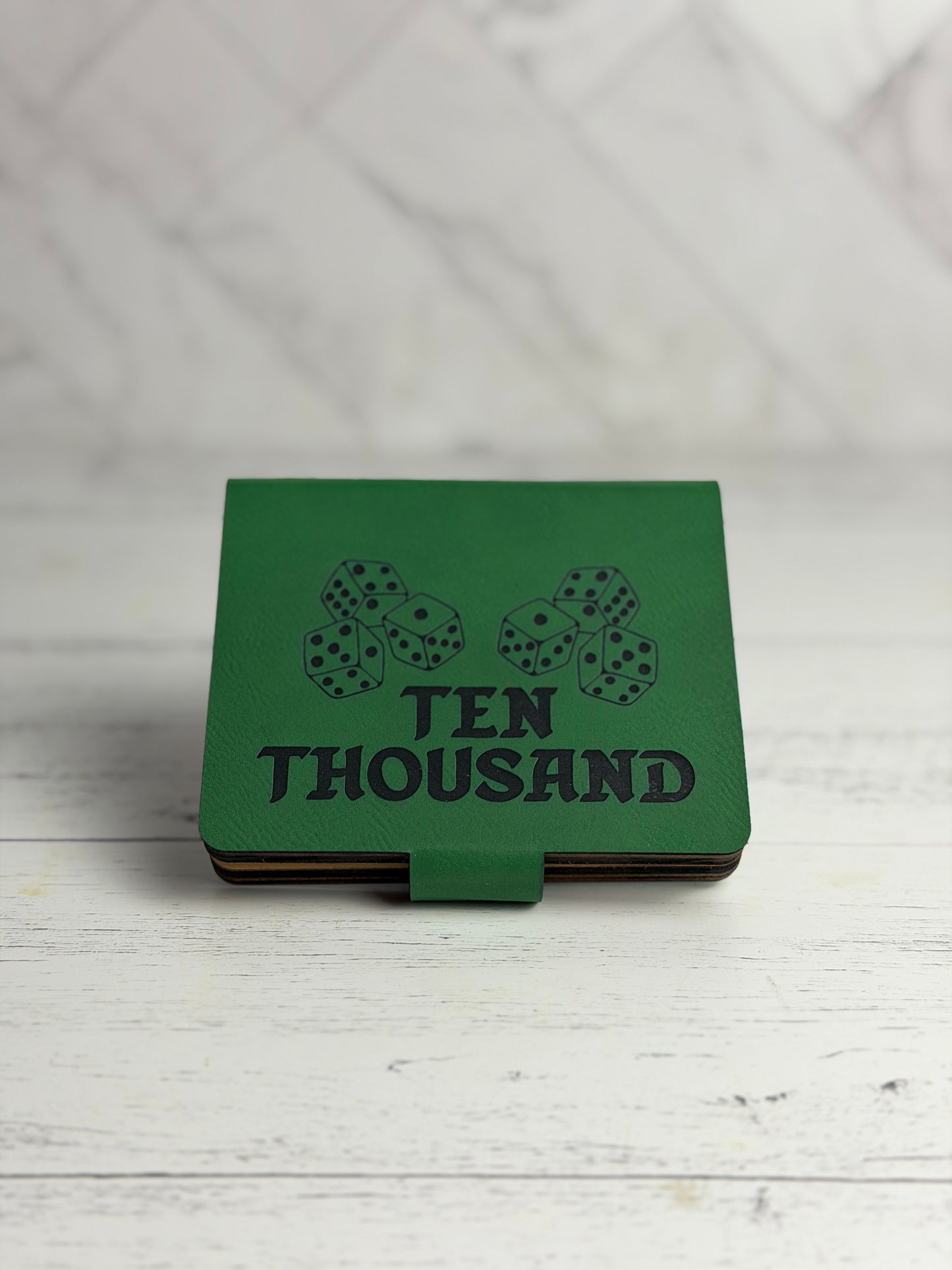 10,000 Dice Game – Folding Maple & Leatherette Travel Farkle-Style Game