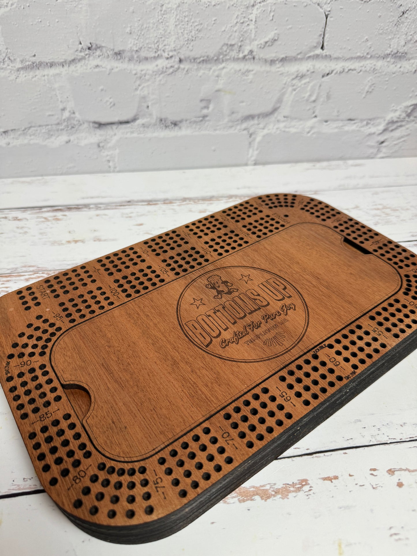 Custom 4 Track Rectangular Cribbage Board - Custom logo and lid design