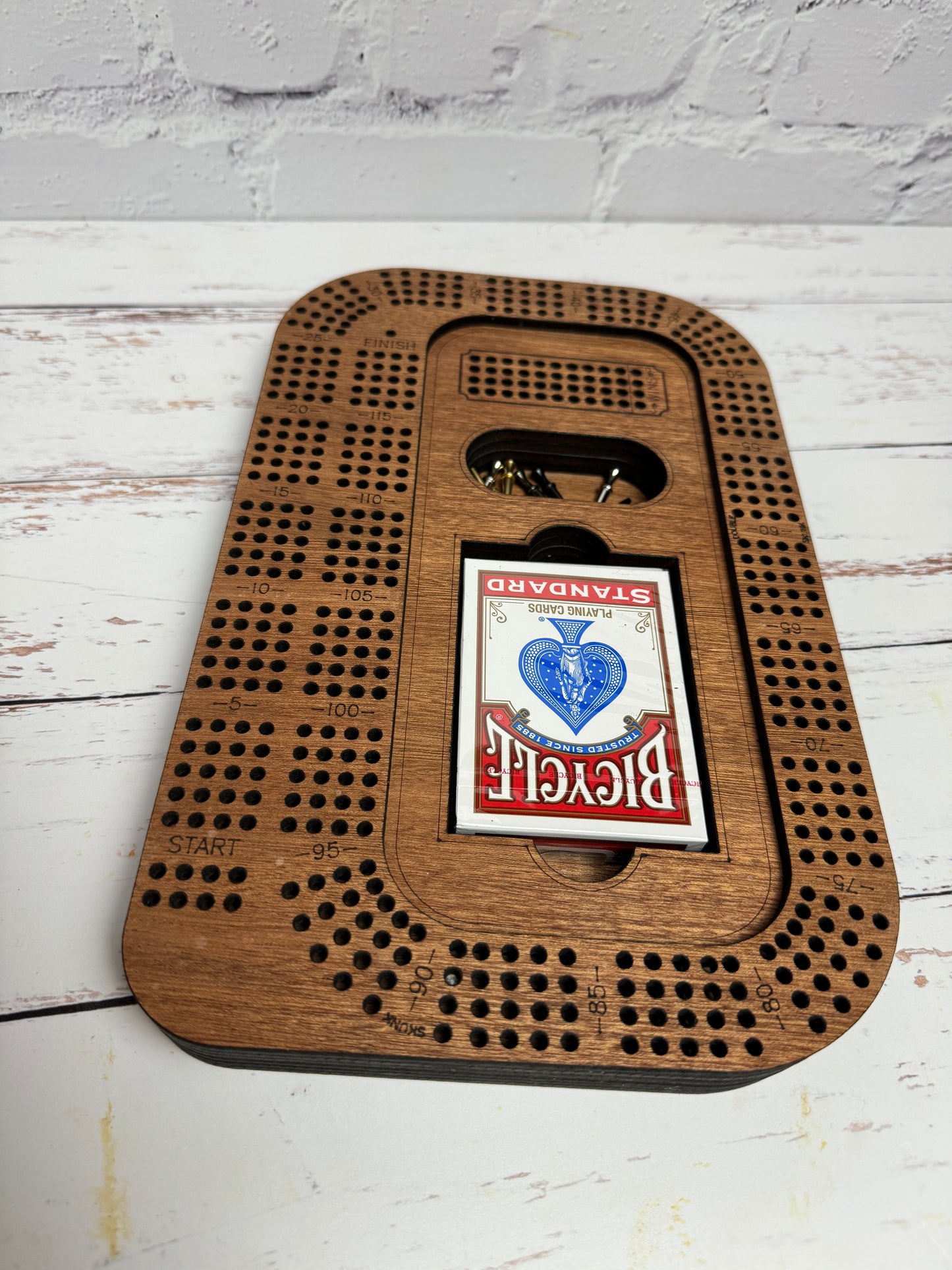 Custom 4 Track Rectangular Cribbage Board - Custom logo and lid design