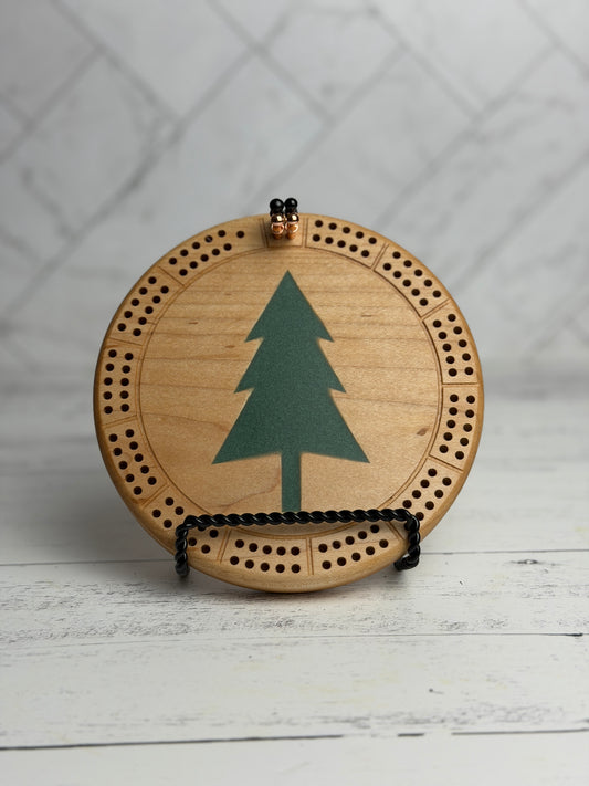 Cribbage: Mini Round Hardwood, Tree, 2 Track