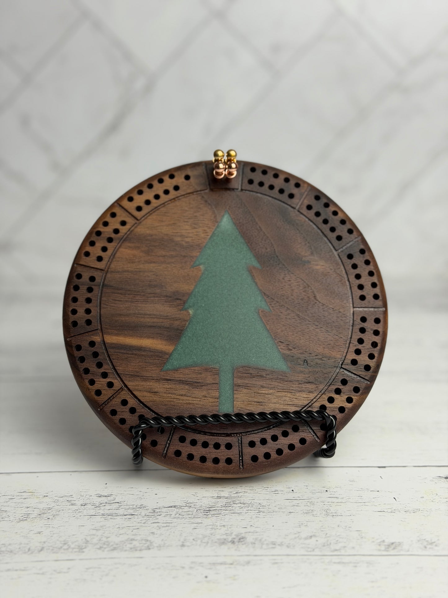 Cribbage: Mini Round Hardwood, Tree, 2 Track