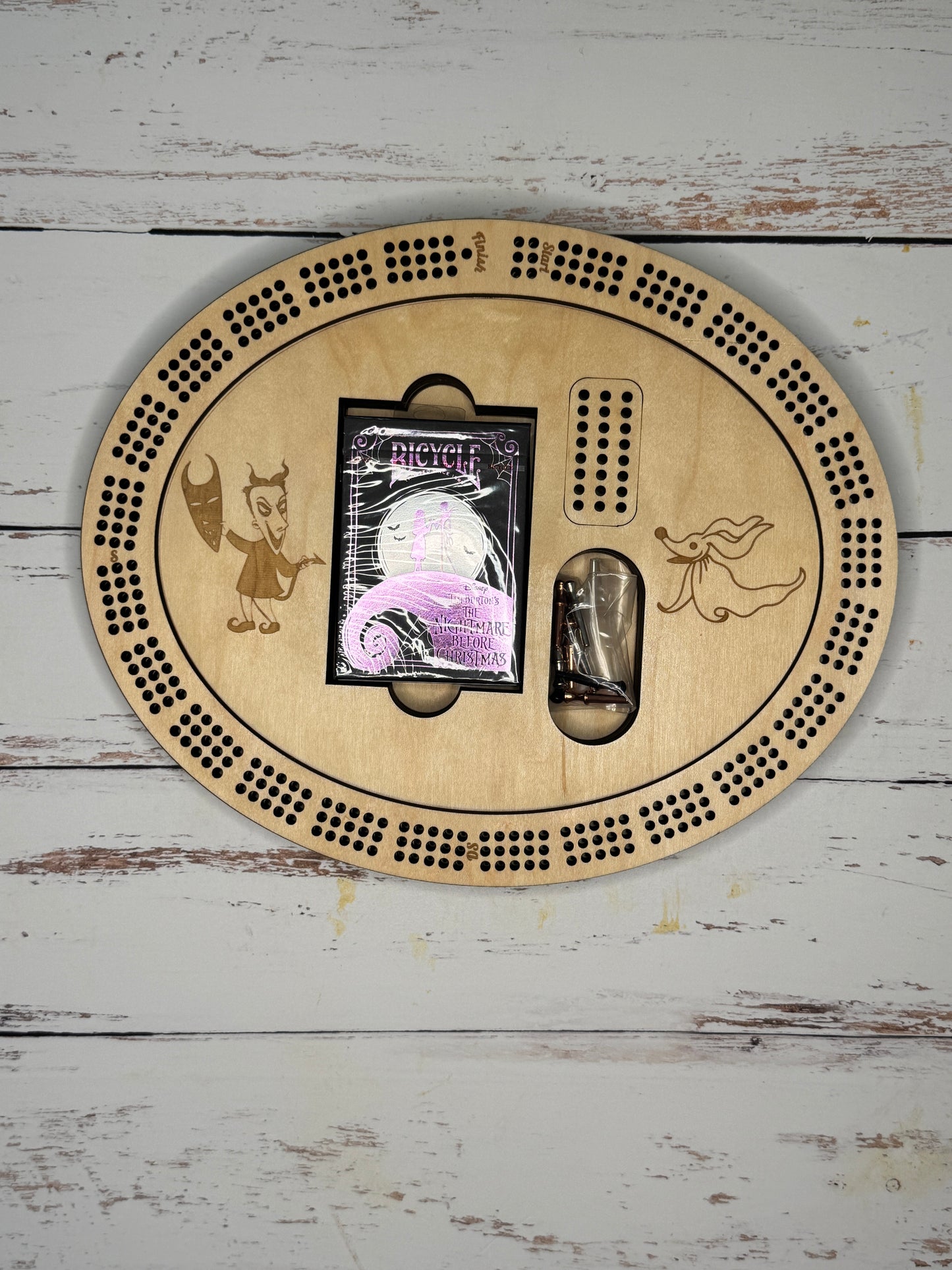 Nightmare Christmas cribbage board