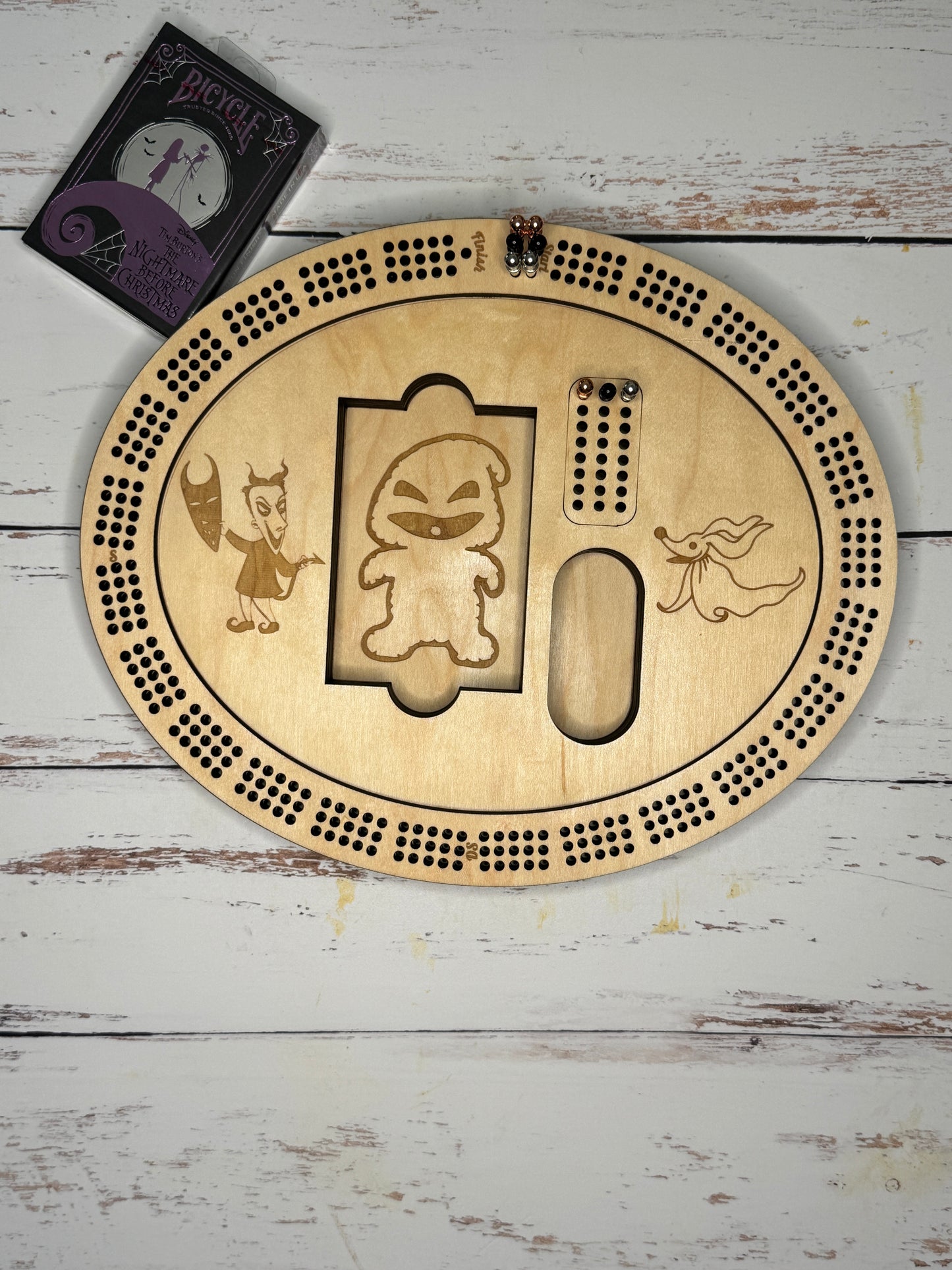 Nightmare Christmas cribbage board