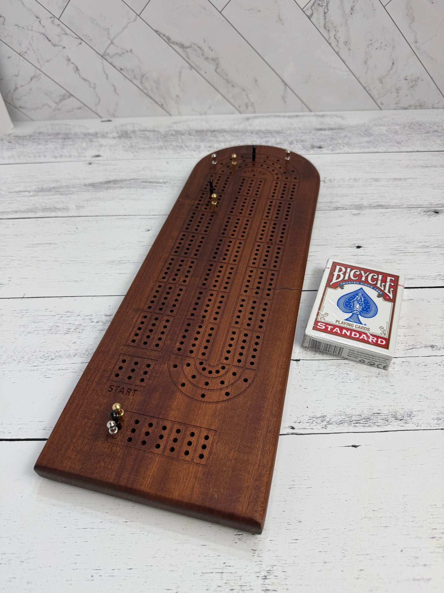 Solid Sapele Cribbage Board