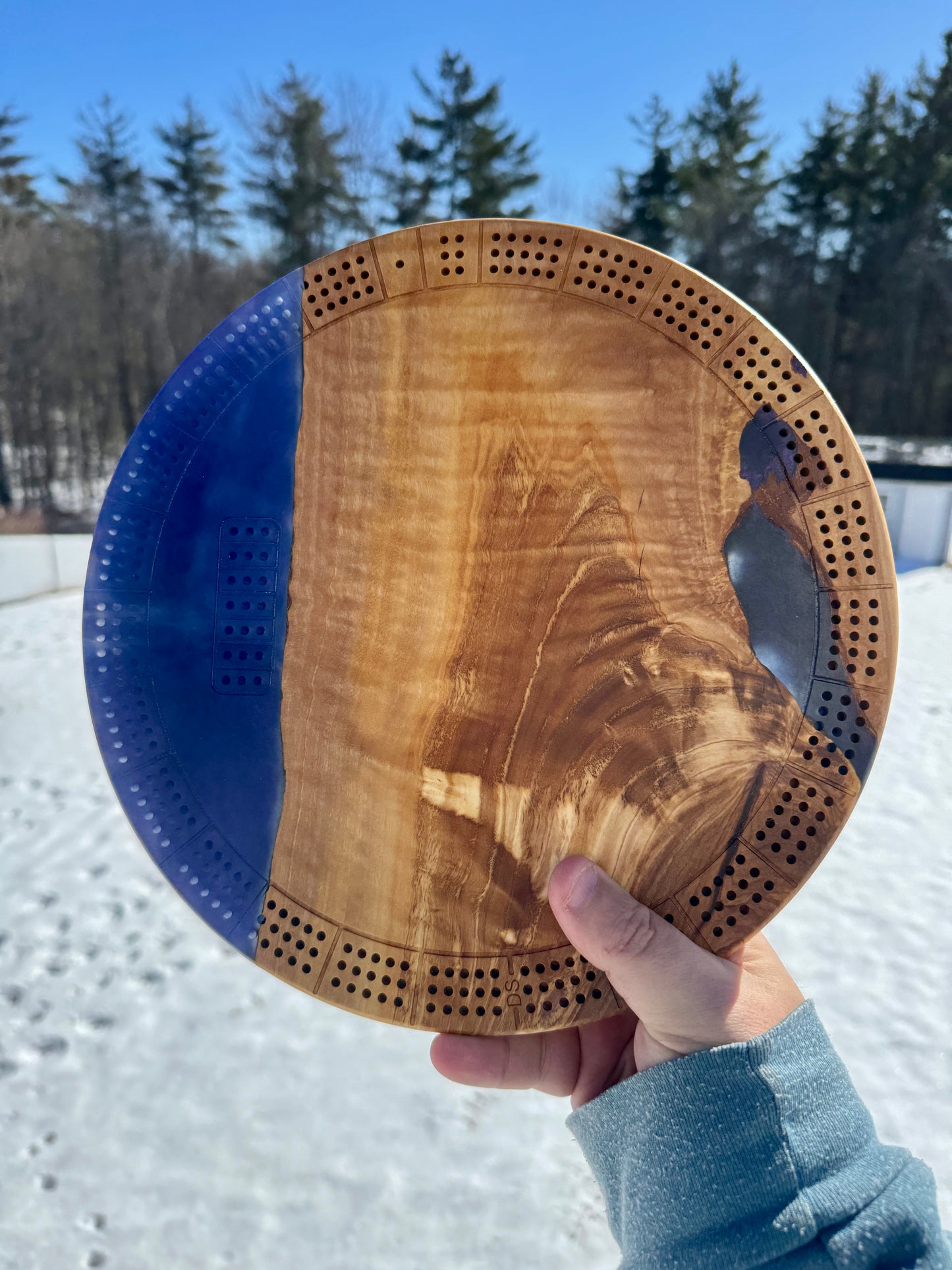 Small Round Cribbage Board #11