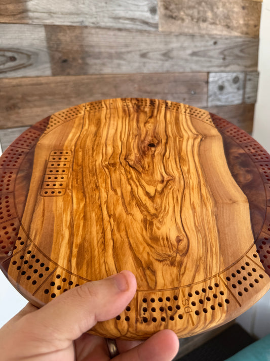 Small Round Cribbage Board #12