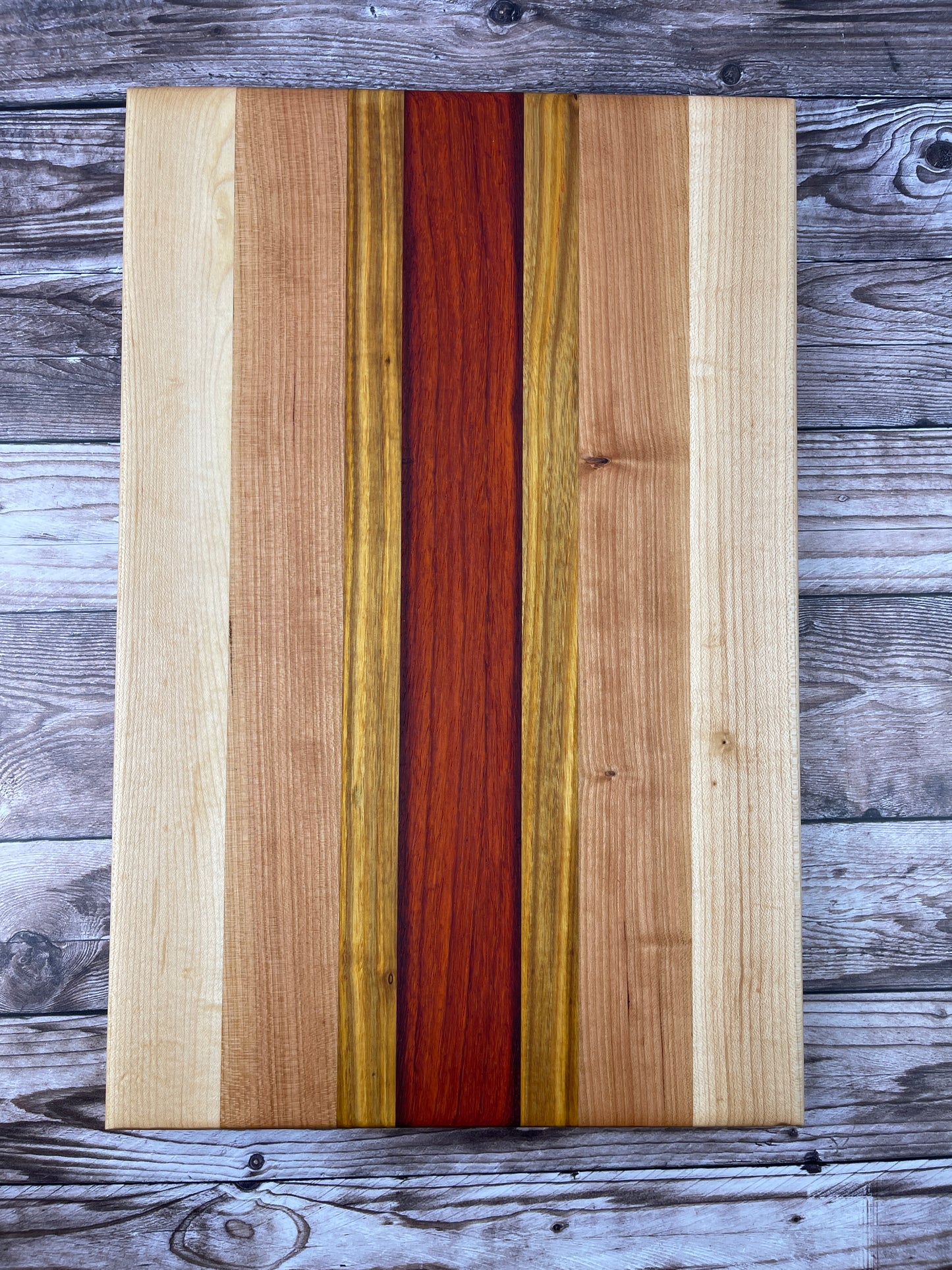 Cutting Board: Maple, Cherry, Canarywood and Padauk