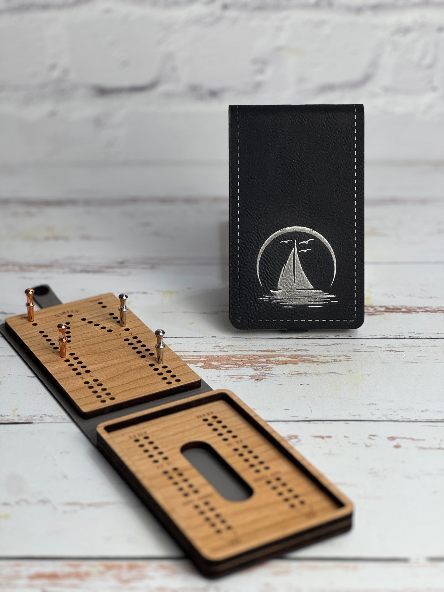 Folding Cribbage Board - Sailing