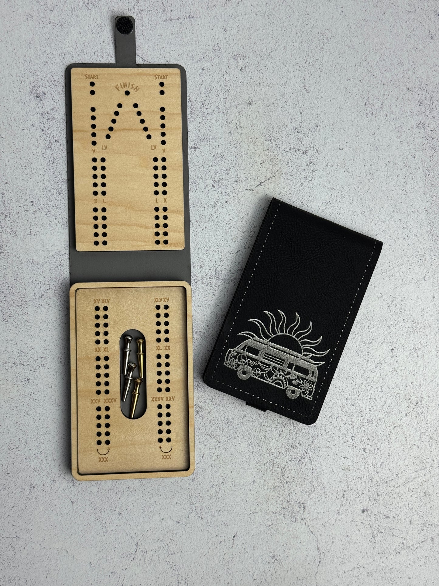 Folding Cribbage Board - Vintage Bus