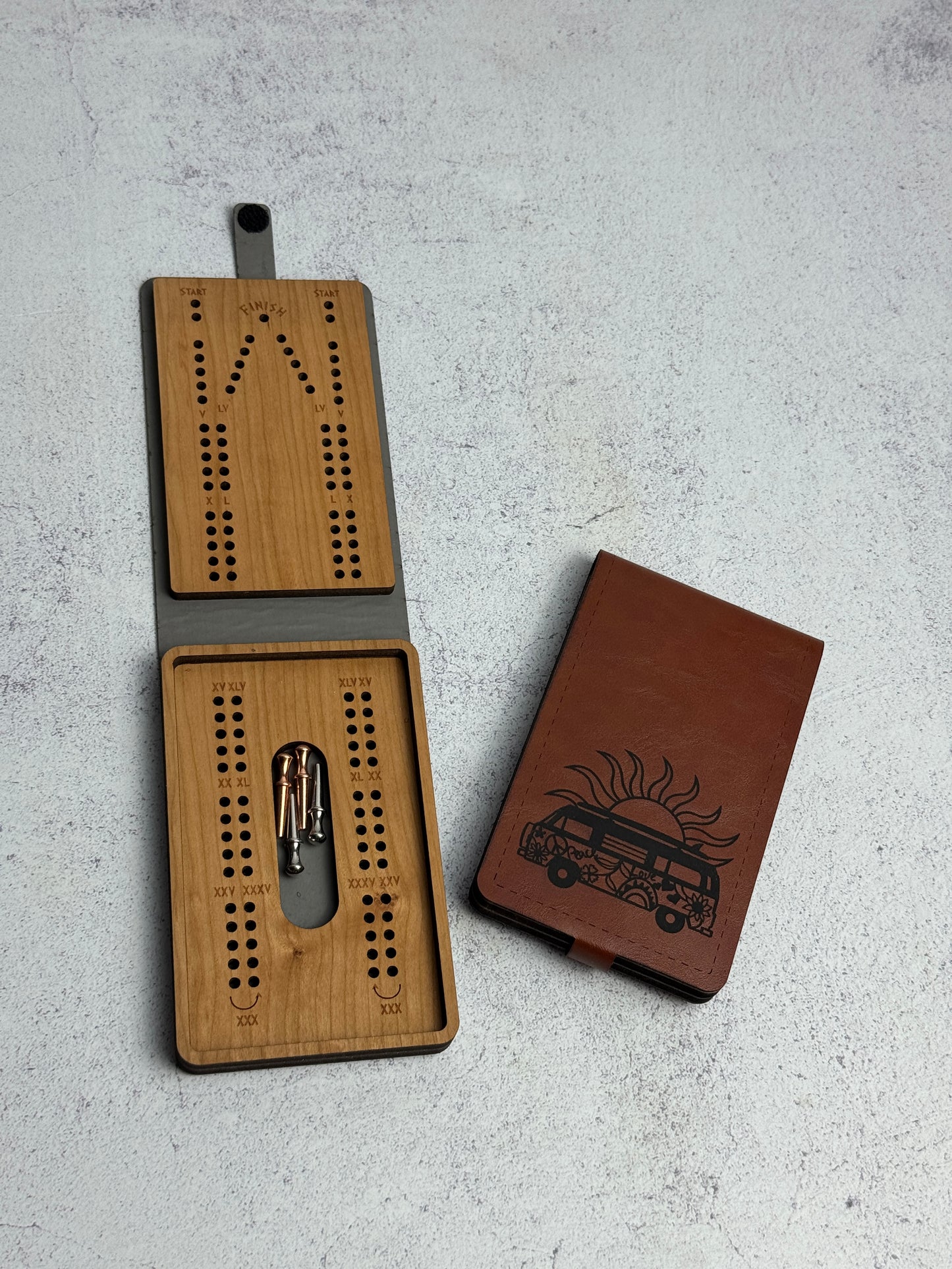 Folding Cribbage Board - Vintage Bus