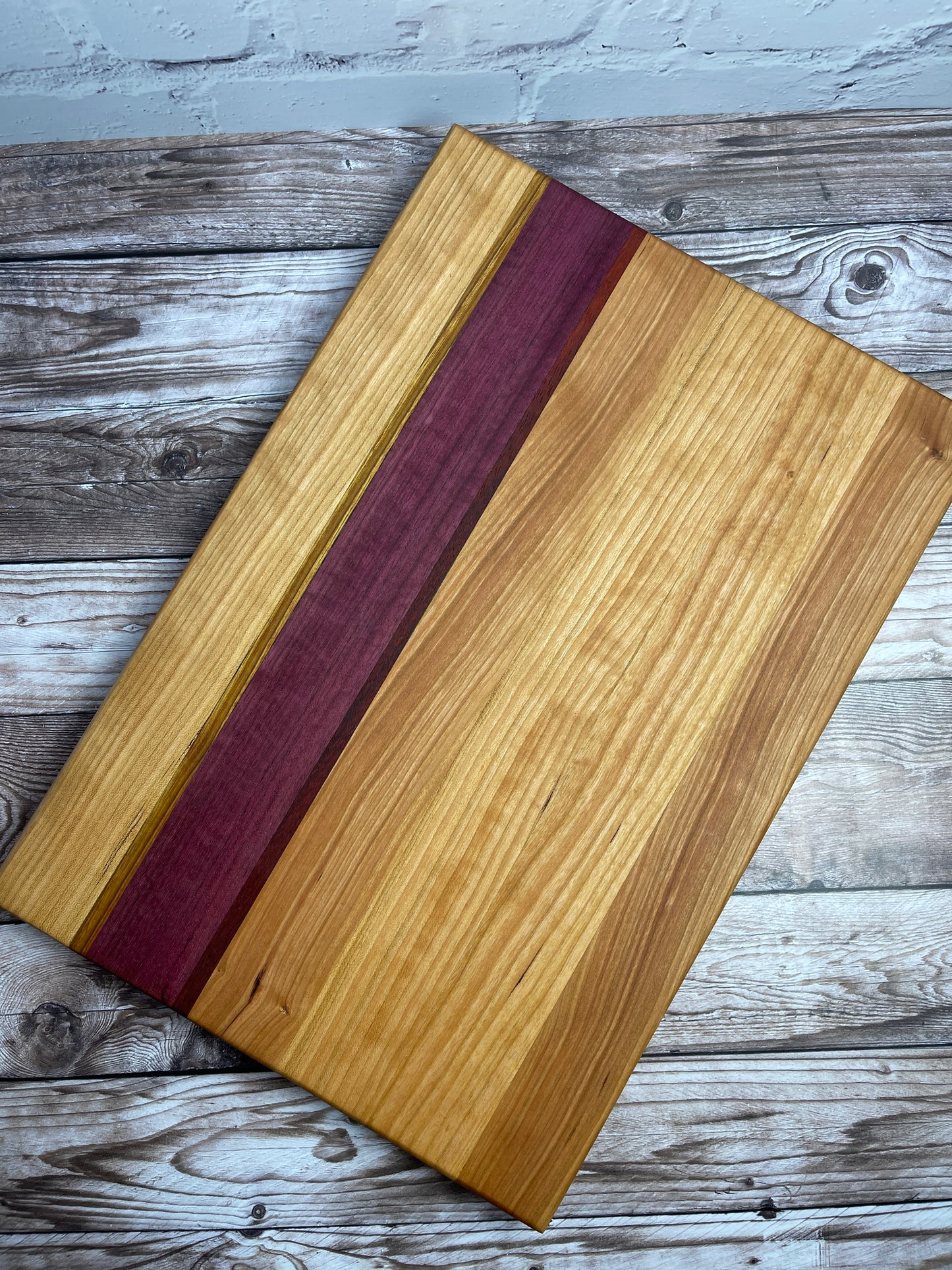 Cutting board - cherry, with Purple Heart stripe, and padouk/canary wood border