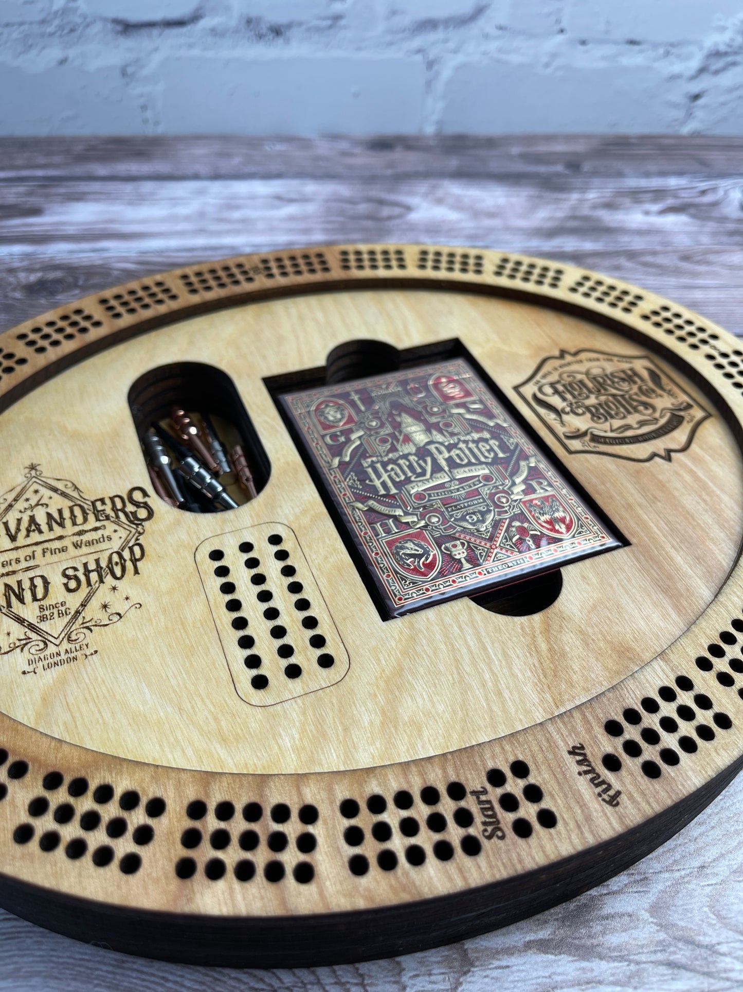 The Leaky Cauldron pub cribbage board