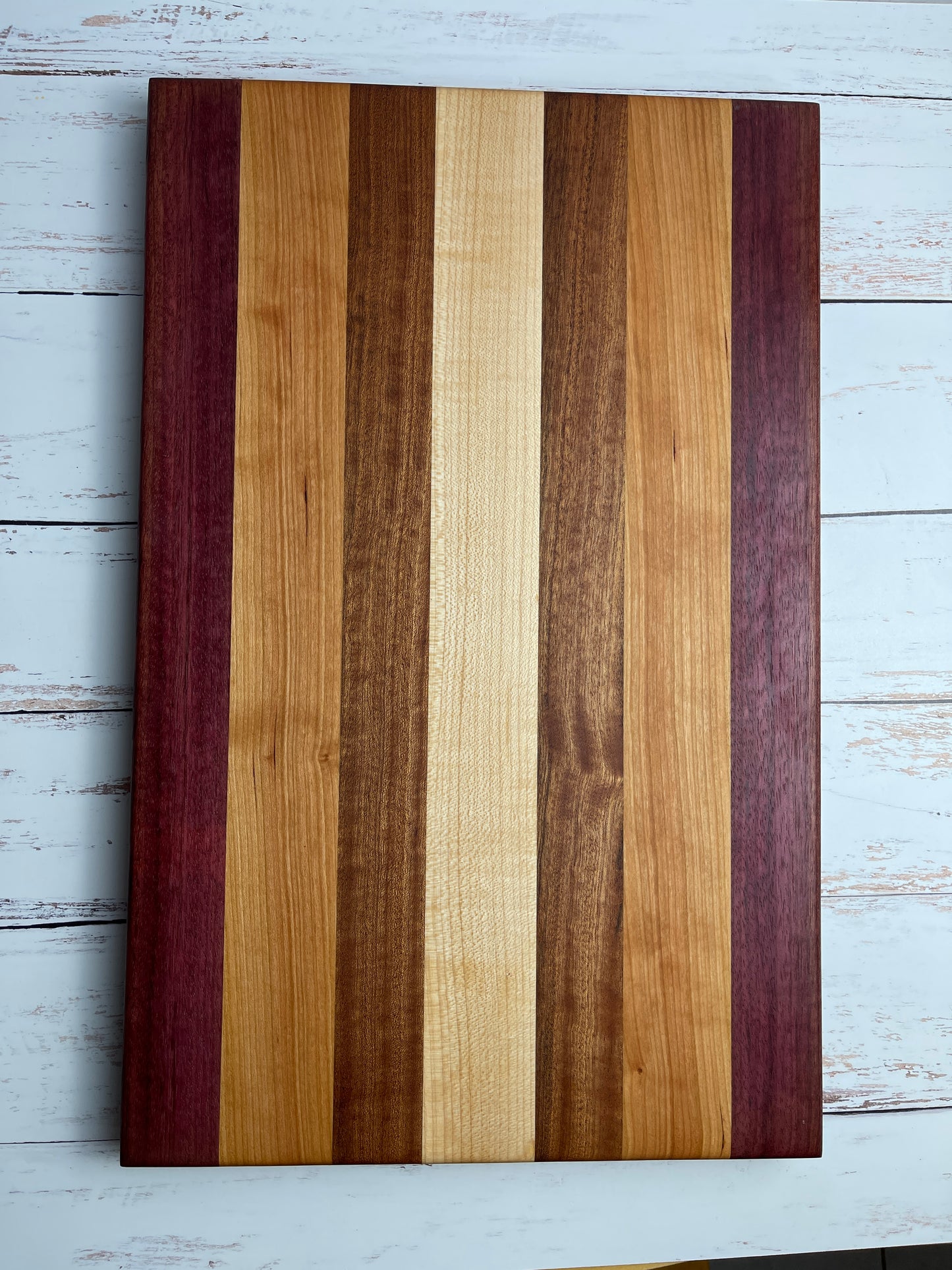 Cutting Board: Purple Heart, cherry, sapele, maple
