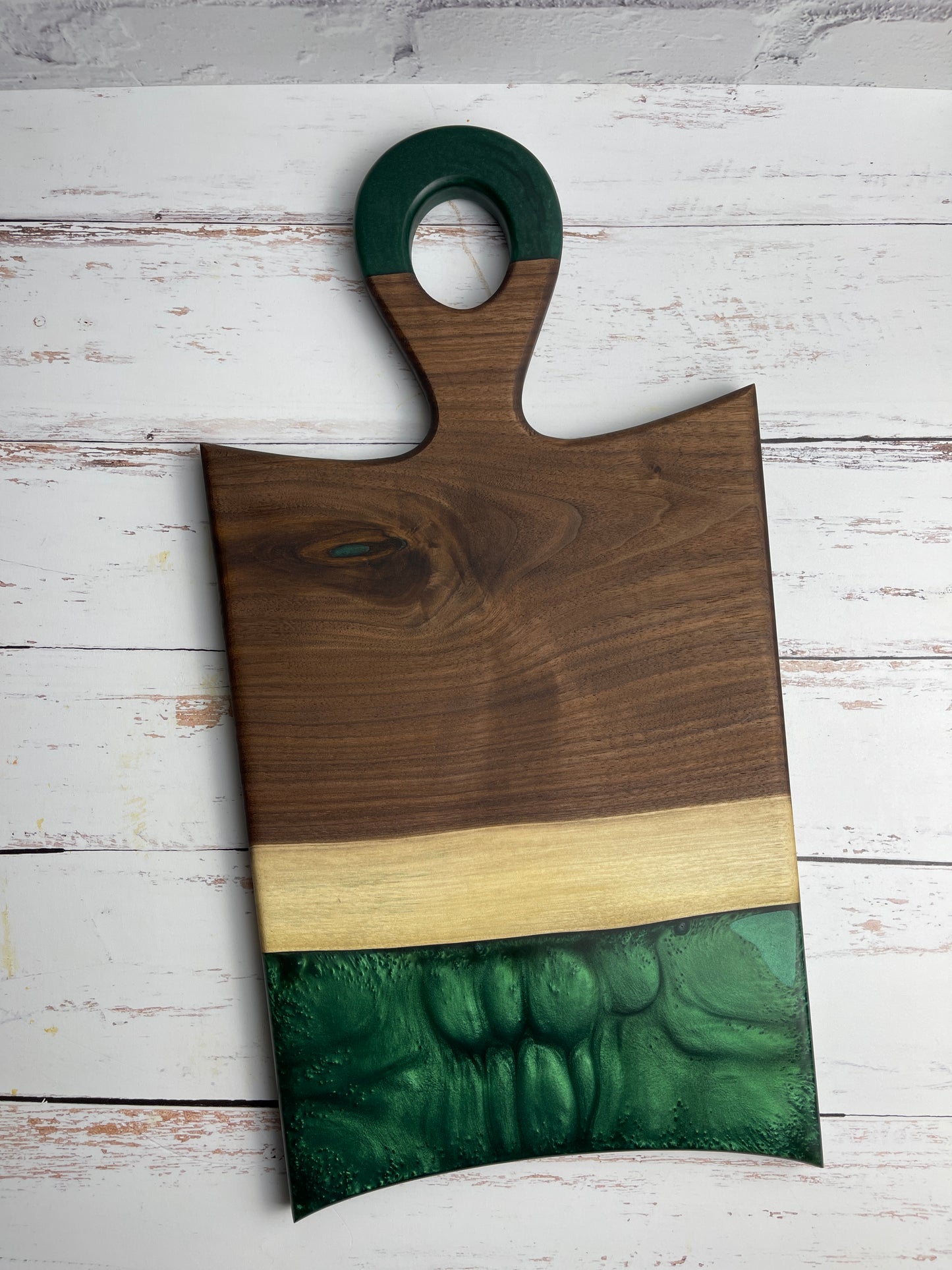 Black walnut and green resin charcuterie board