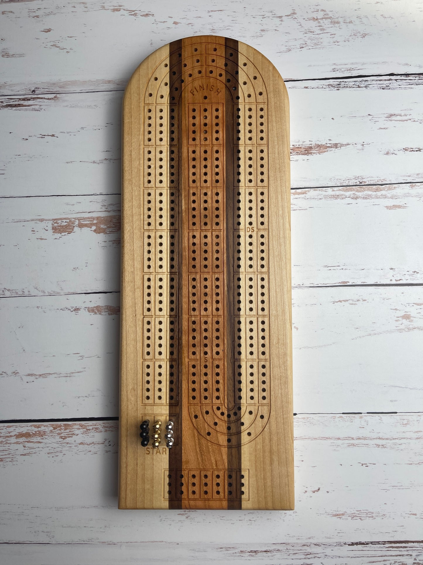 Cribbage board - Maple, Walnut and Cherry