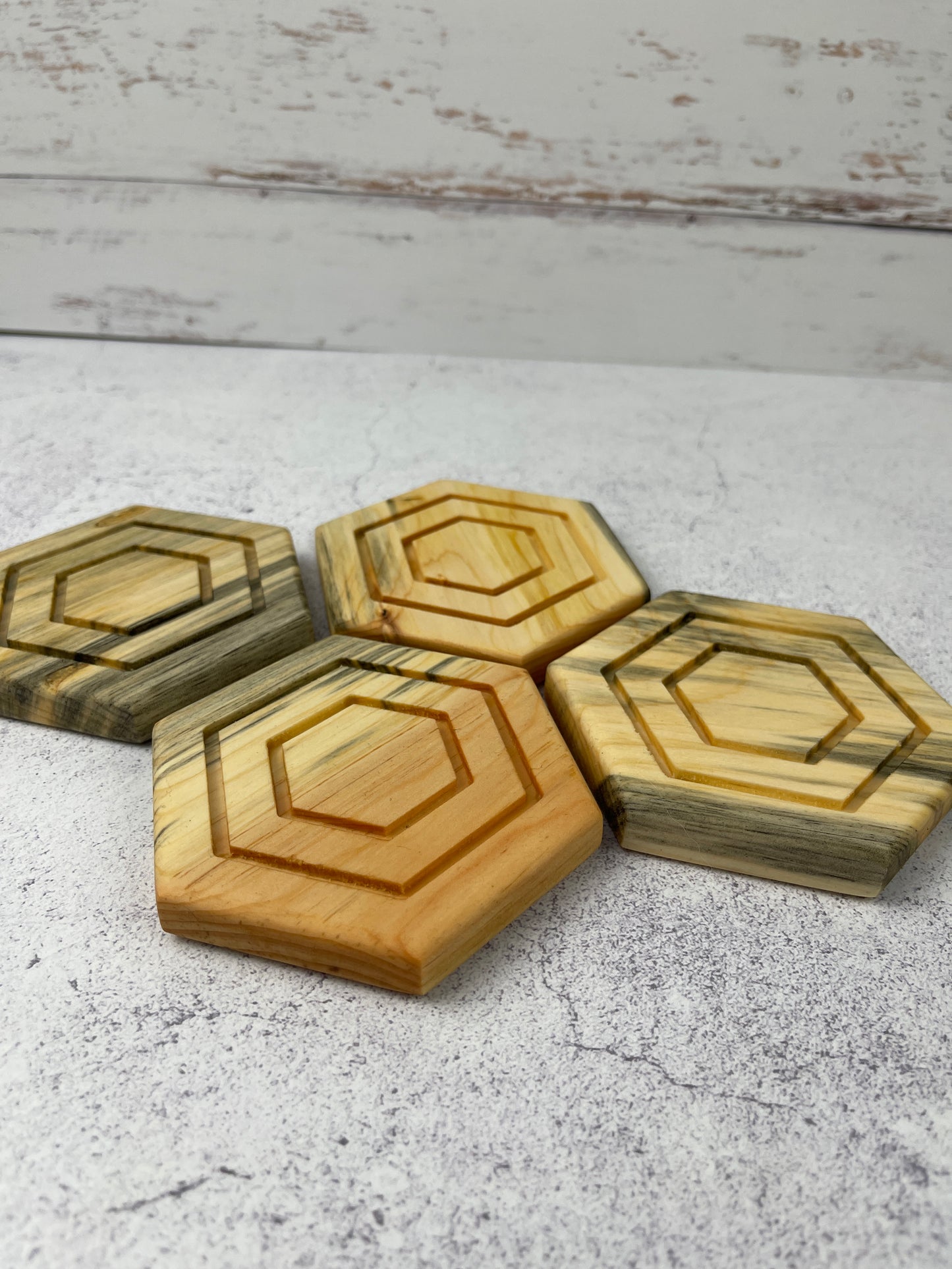 Blued pine coasters